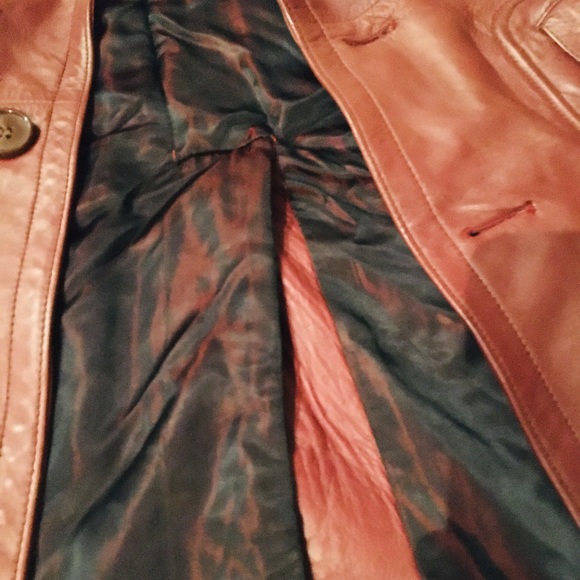 Maroon Leather Designer Fashion Coat - Picture 4 of 4